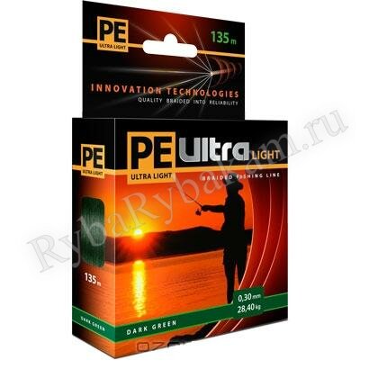 Шнур Aqua Pe Ultra Light 135м*0.06мм темно-зеленый