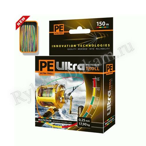 Шнур Aqua PE Ultra Troll MULTICOLOR 0,20mm 150m