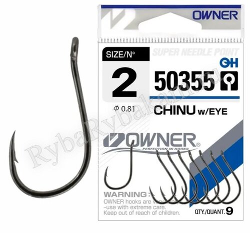 Крючок Owner 50355 Chinu №02 черный хром 9шт