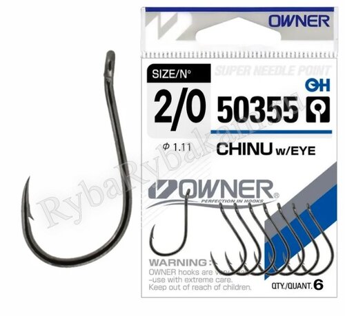 Крючок Owner 50355 Chinu №2/0 черный хром 6шт
