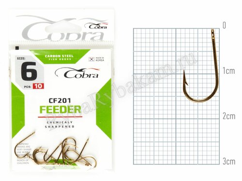 Крючки Cobra FEEDER CLASSIC сер. CF201 размер 006 (10 шт)