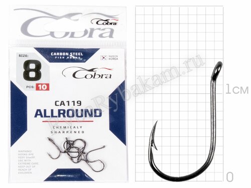 Крючки Cobra HINNU сер. CA119 размер 008 (10 шт)