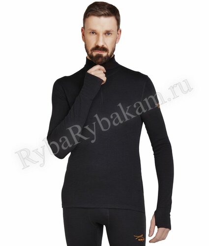 Свитшот Norveg Hunter для мужчин с высоким воротом на молнии цвет черный, разм S (46-48)