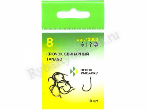 Крючок Сезон Рыбалки TANAGO-RING № 12 с ушком, покрытие BN (8 шт)