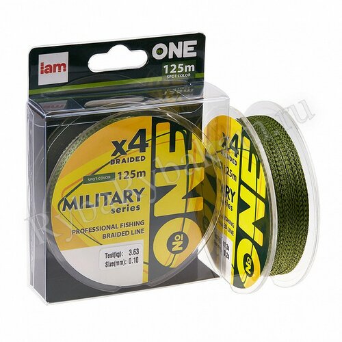 Шнур IAM №ONE MILITARY Х4-125 Зелёно-чёрный d0.18