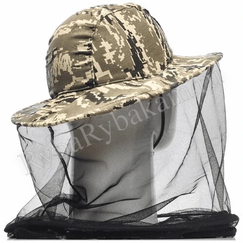 Панама-накомарник Huntsman с кольцом Антигнус Светлый пиксель 128/2 Смесовая Р-р: 60