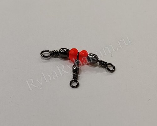 Вертлюг TAKEDO бочка тройной с бусиной для отводного Hunter TKDH171214BN 4шт