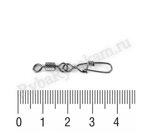 Карабин TAKEDO с цилиндр. вертлюгом и застёжкой с ушком Hunter TKDH301306BN 5шт