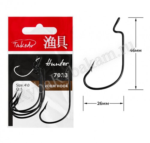 Крючок TAKEDO офсетный Hunter Worm WG7023 №4/0 5шт